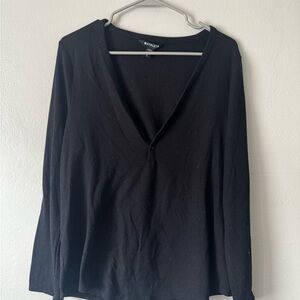 Athleta Black Long Sleeve V-Neck Tee
